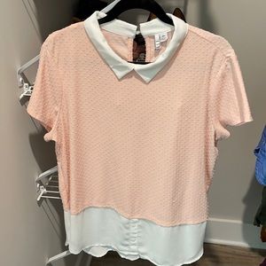 Pink top with white collar